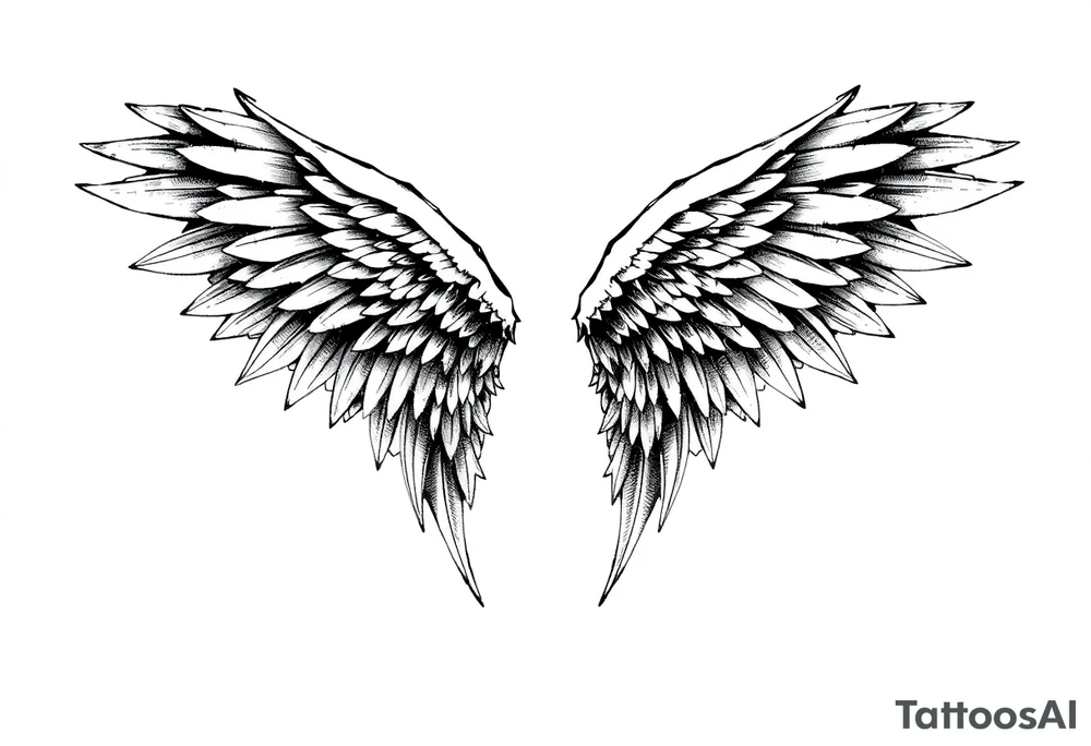 Realistic angelwings on a back tattoo idea