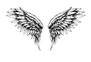 Realistic angelwings on a back tattoo idea