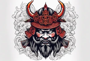 Japanese samurai with demon mask tattoo idea