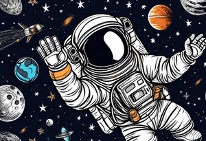 Astronaut reaching hand out to space tattoo idea