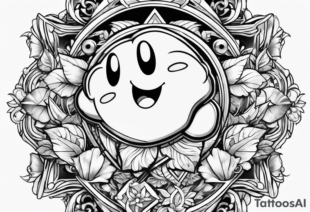 kirby smiling inside a long shining crystal tattoo idea