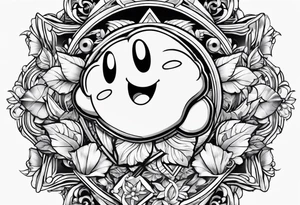 kirby smiling inside a long shining crystal tattoo idea
