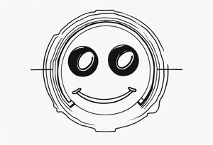 A black and white, fine-lined polaroidpicture silhouette with a very simple and tiny smiley in the middle tattoo idea