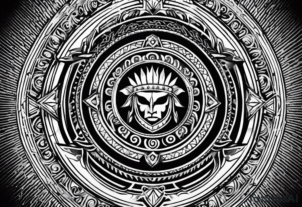 Spartan shield with Greek spiral pattern around it tattoo idea