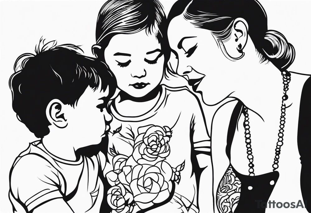 Mom with son and daughter tattoo idea