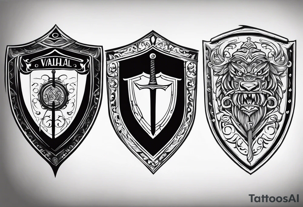 Valhalla shield sword tattoo idea