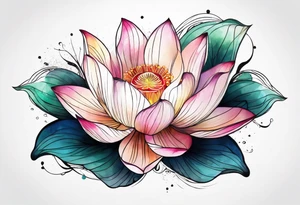 lotus flower with thin lines tattoo idea