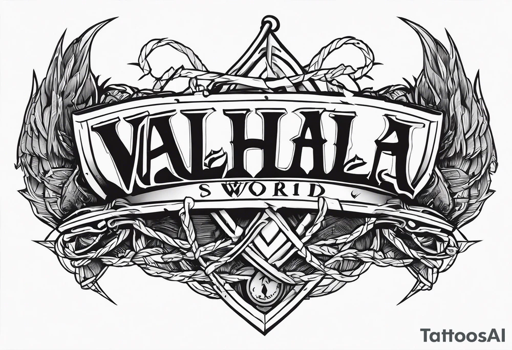 Valhalla
sword shield barbed  wire tattoo idea