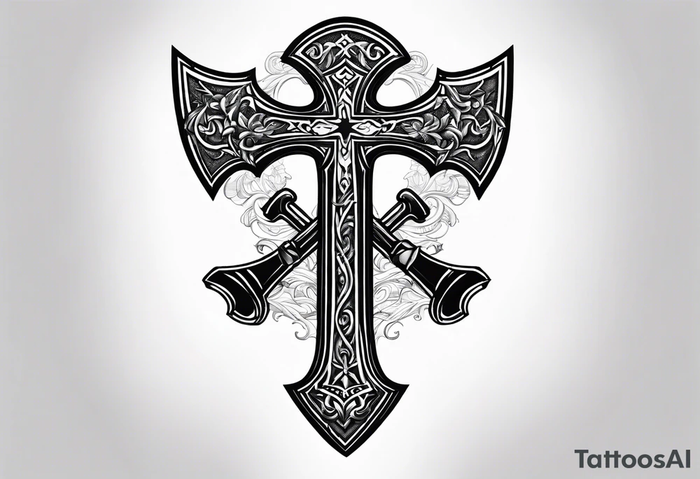 The symbol of Matthias a open Bible and a battle Axe tattoo idea