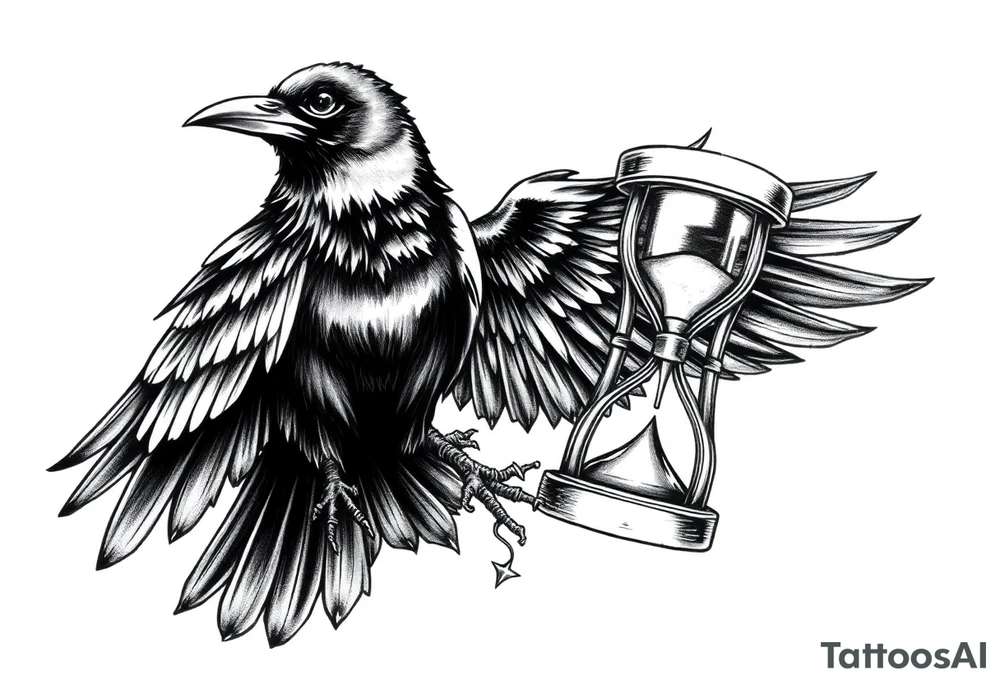 a raven and a hourglass. tattoo idea