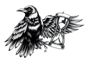 a raven and a hourglass. tattoo idea