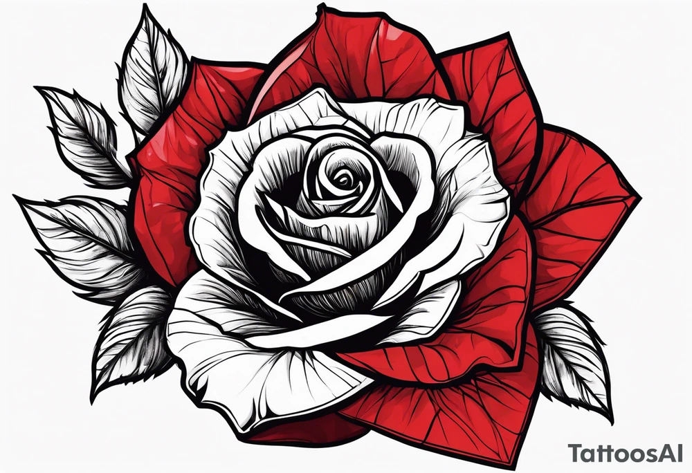 Red thorn rose, thorn wrapped around red rose, crown on top of red rose tattoo idea