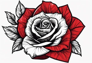 Red thorn rose, thorn wrapped around red rose, crown on top of red rose tattoo idea