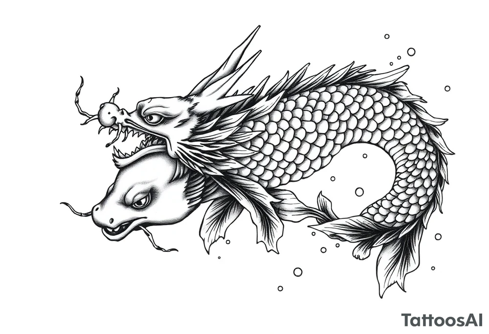 dragon koi fish in water tattoo idea