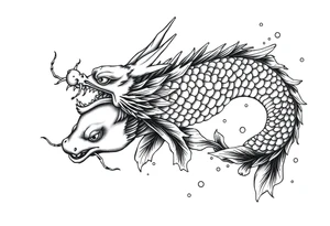 dragon koi fish in water tattoo idea