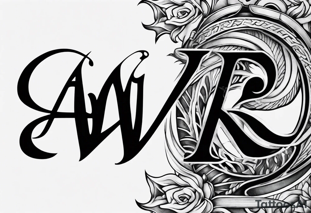 the letters A W R in the middle of a ninja headband tattoo idea