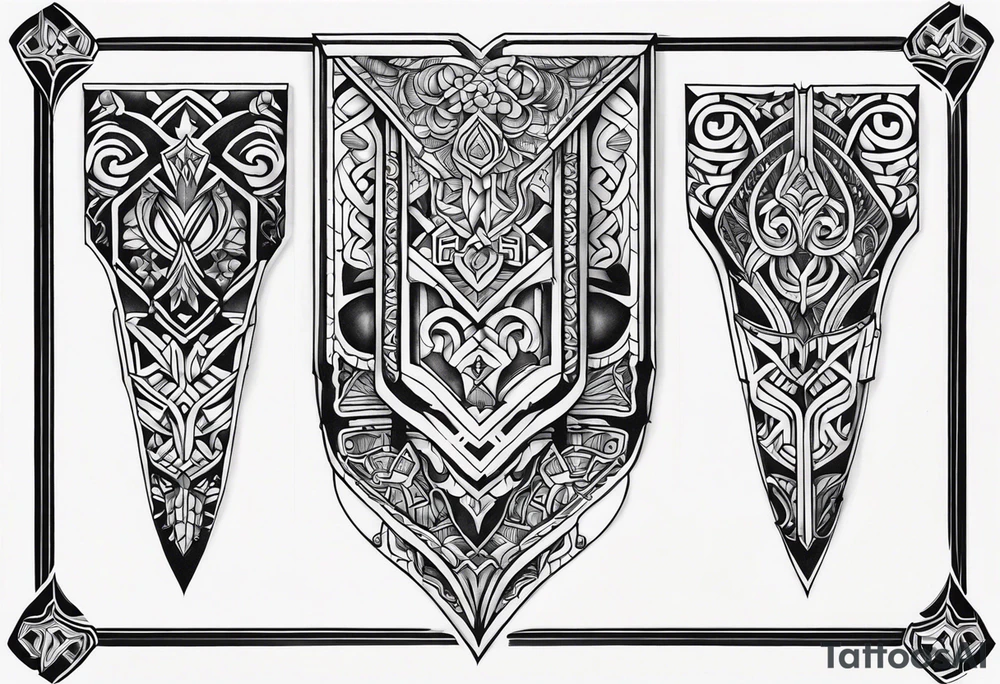 Cletic shin armor tattoo idea