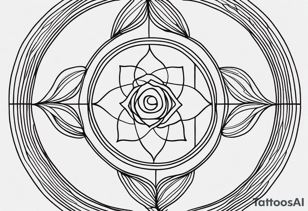 Minimalist tattoo design with thin, delicate lines, inspired by the emotional strength and familial connection. It should convey love, tranquility, and resilience, representing the influence of two grandmothers, a mother, two sisters, and a father in the user’s life. The design should evoke unity, respect, and the emotional strength these individuals provide, maintaining a clean and elegant style. Preferably in black ink, ideal for expressing a deep and meaningful bond, suitable for placement on the forearm or chest. tattoo idea