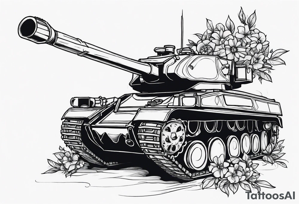 tank shooting flowers  out of its canopy tattoo idea