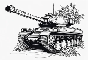 tank shooting flowers  out of its canopy tattoo idea