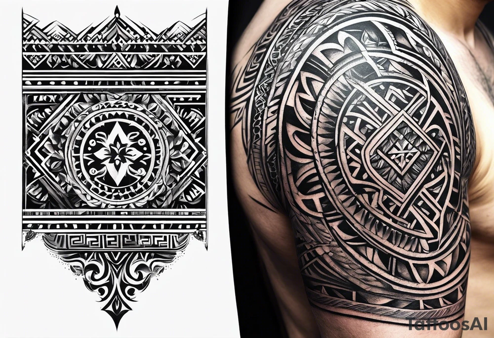 men's tribal simple ornamental slavic tattoo with black 4cm wide armband tattoo idea