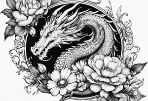 Dragon Aries sweet pea daisy tattoo idea