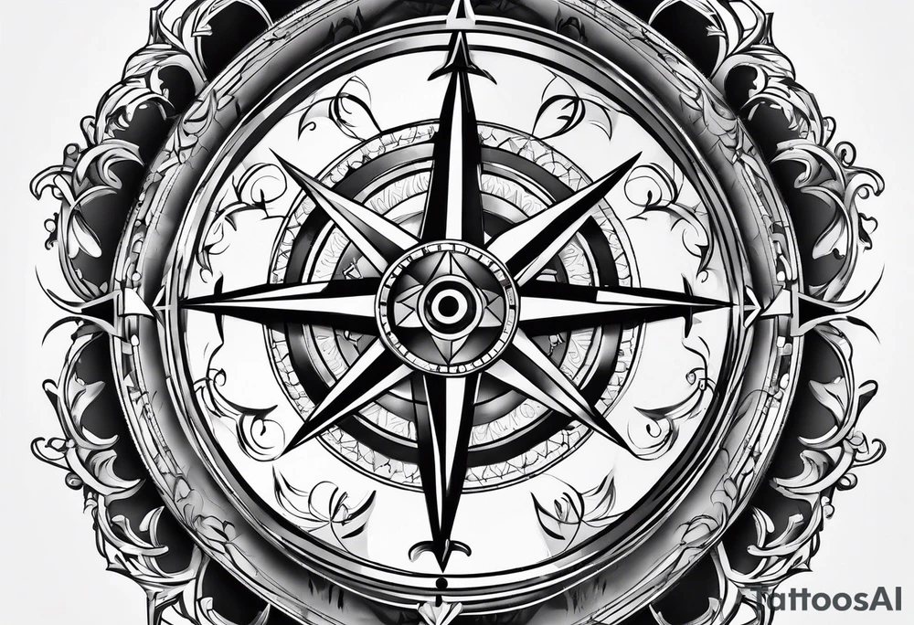 north south compass tattoo idea