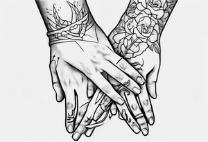 Really simple, only a few lines 
and clean tattoo of . two hands holding in love tattoo idea
