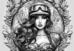 Frau mit Helm auf Motorrad tattoo idea