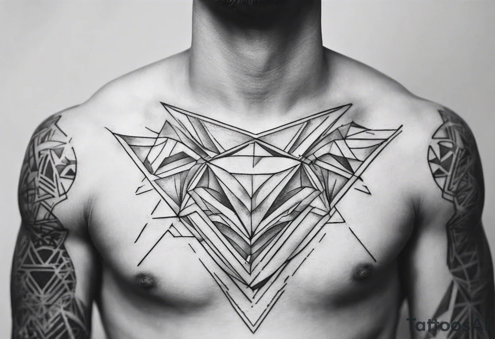 Geometric tattoo on full chest tattoo idea