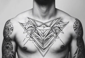 Geometric tattoo on full chest tattoo idea