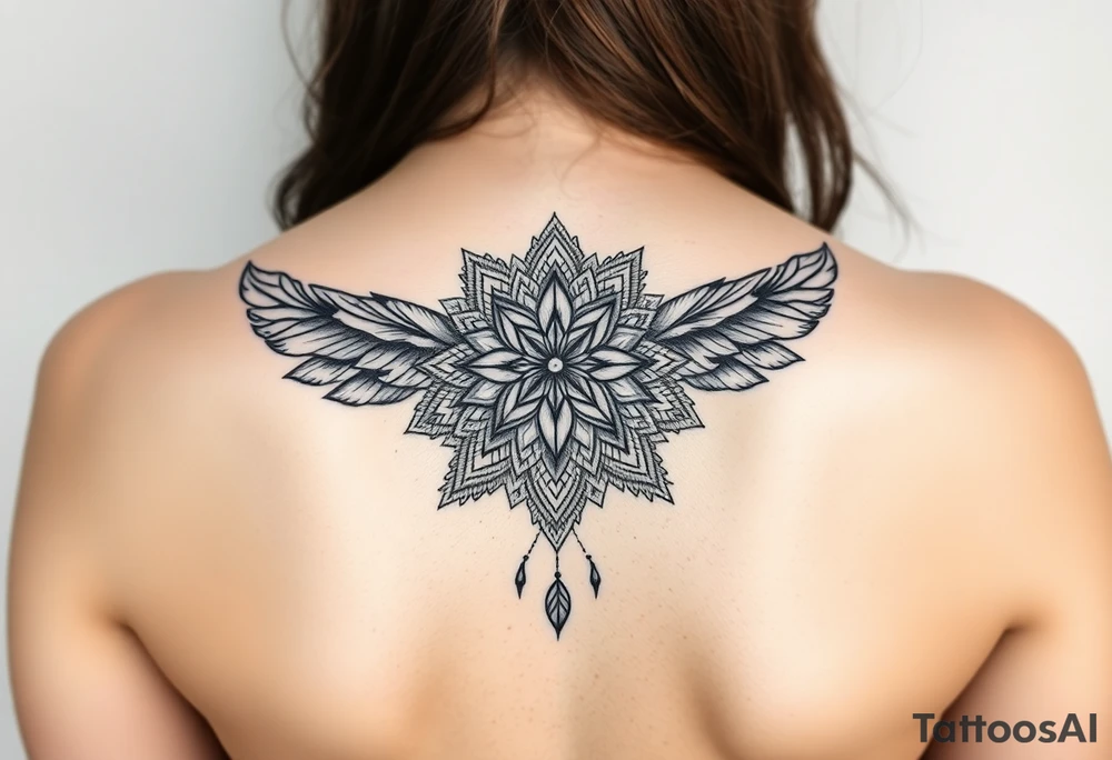 spiritual feathers ornamental mandala shaman tattoo idea