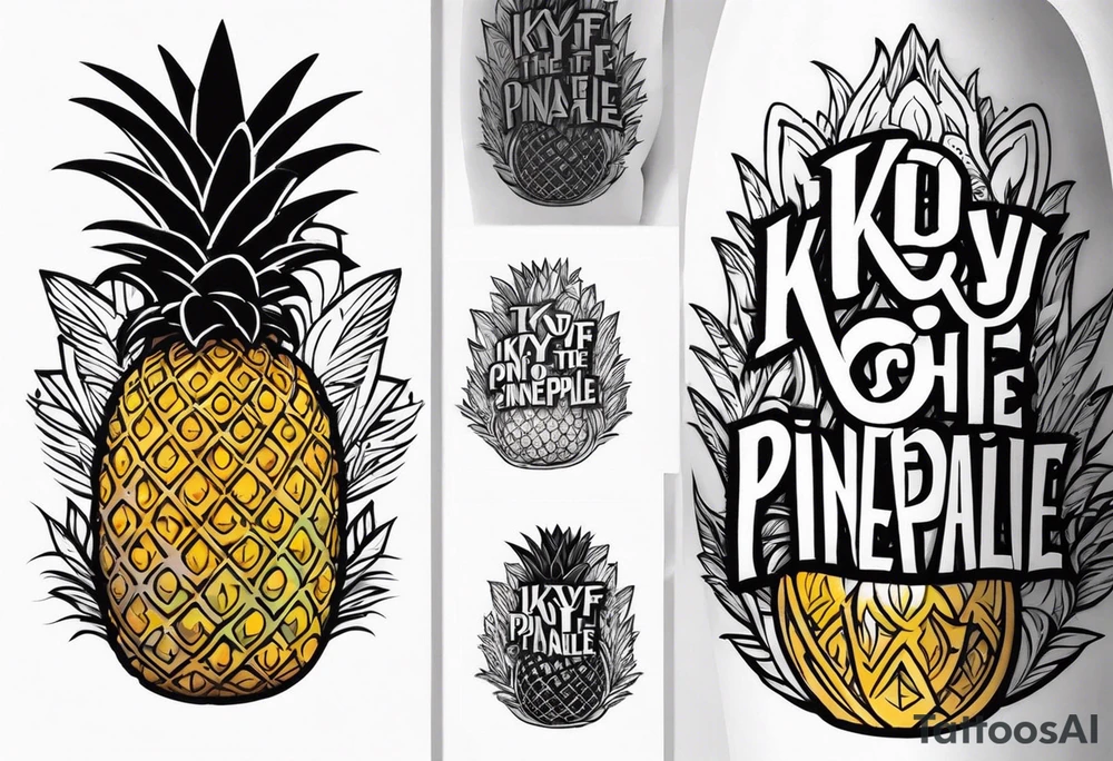 KYDF on the side of a pineapple tattoo idea