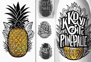 KYDF on the side of a pineapple tattoo idea