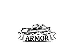 Traditional style tattoo, with a jet boat in the water, with a banner that says “ARMOR” in traditional lettering, add traditional aspects to this tattoo . tattoo idea