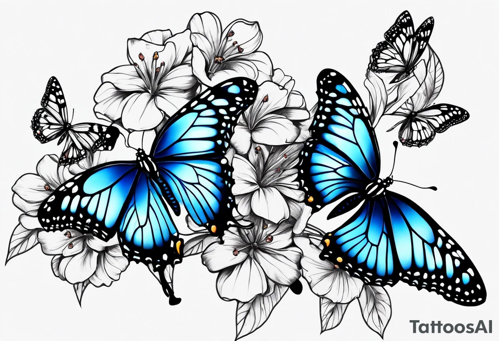 blue monarch butterflies on a vine tattoo idea