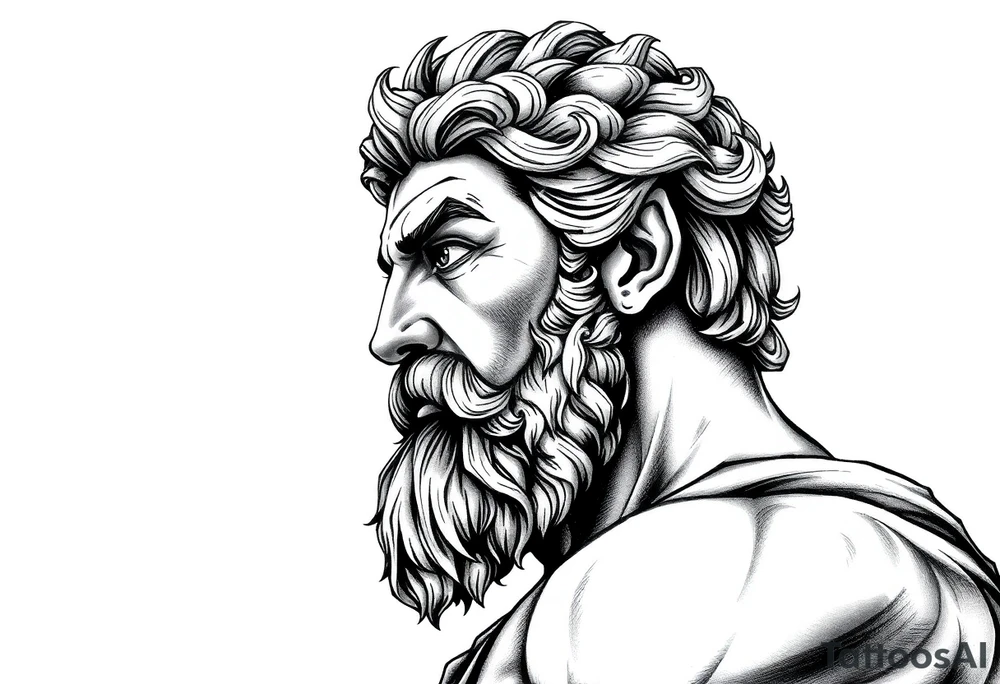 GREEK GOD LOOKING OVER HIS EMPIRE tattoo idea