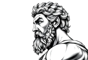 GREEK GOD LOOKING OVER HIS EMPIRE tattoo idea