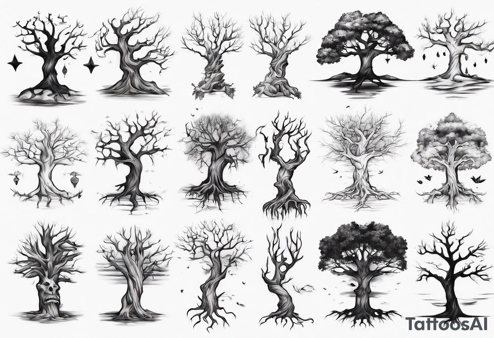 Dying tree tattoo idea