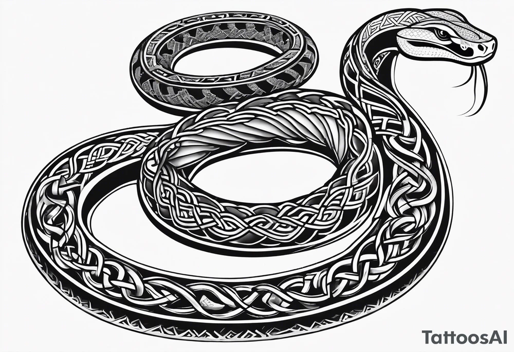 Celtic knotwork style snake tattoo idea