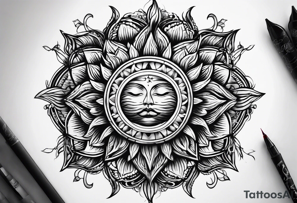 bright sun tattoo idea