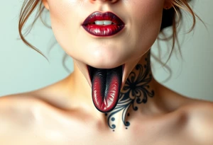 Sensual Woman with her mouth open and tongue sticking out as if drooling tattoo idea