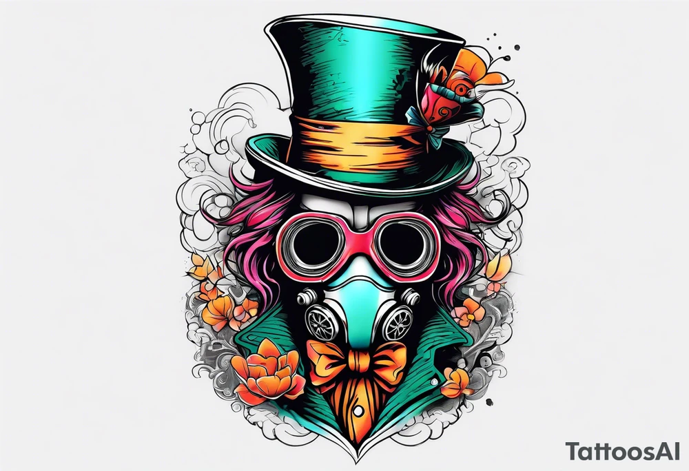 Mad hatter gas mask tattoo idea