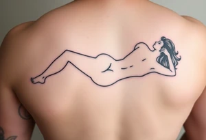 silhouette of woman lying on her side partially unclothed thin lines tattoo idea