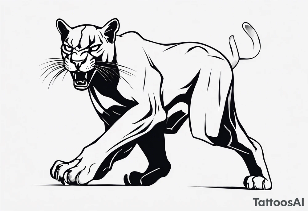 A black puma looking vicious. I want to see his whole body, and see him from a above perspective tattoo idea