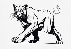 A black puma looking vicious. I want to see his whole body, and see him from a above perspective tattoo idea