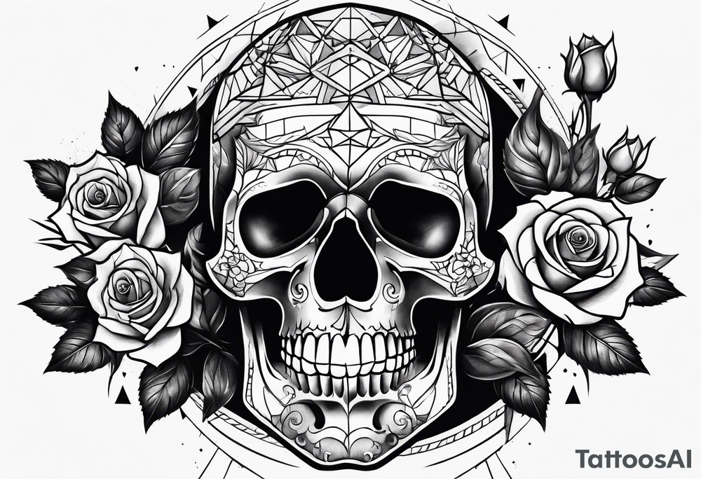 skull and roses tattoo idea