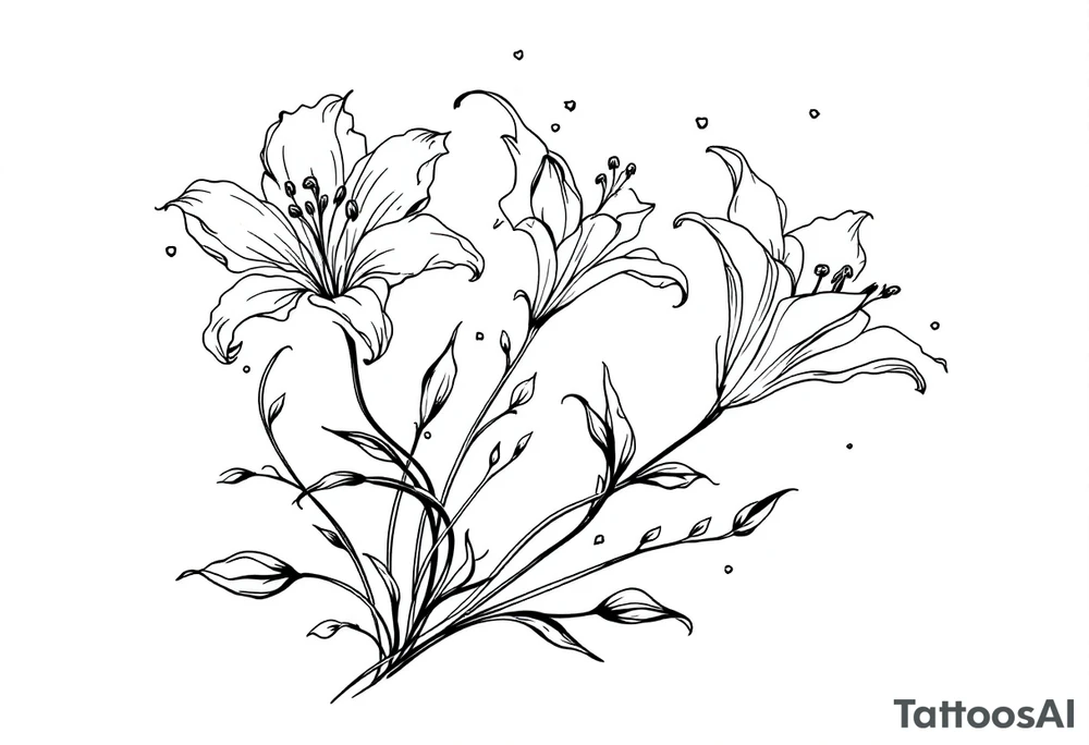 delicate lilies swirling in frost with petals tattoo idea