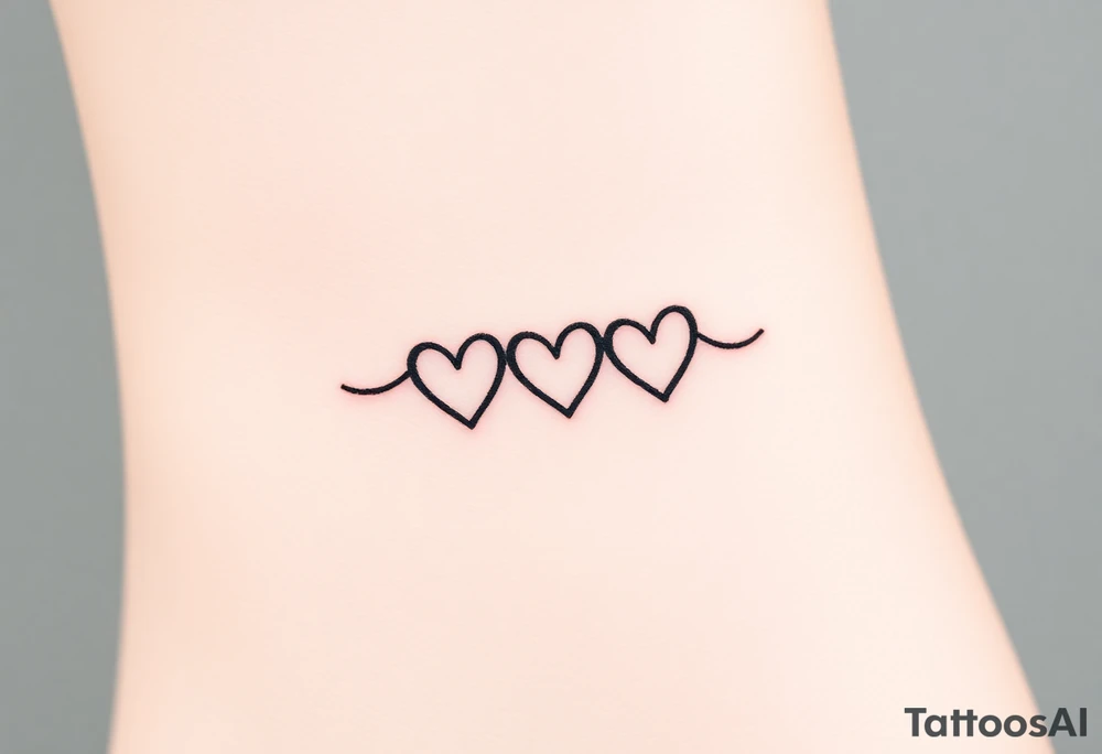 A minimalist infinity symbol with three hearts engraving the family sign tattoo idea