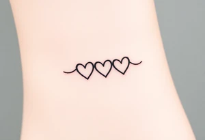 A minimalist infinity symbol with three hearts engraving the family sign tattoo idea